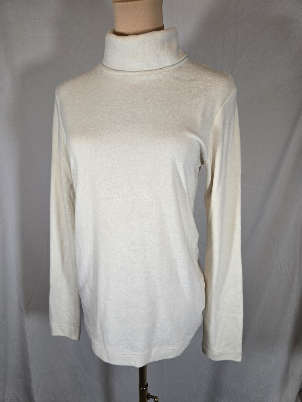 Cream Fleece Turtleneck Sweater - Classic Long Sleeve